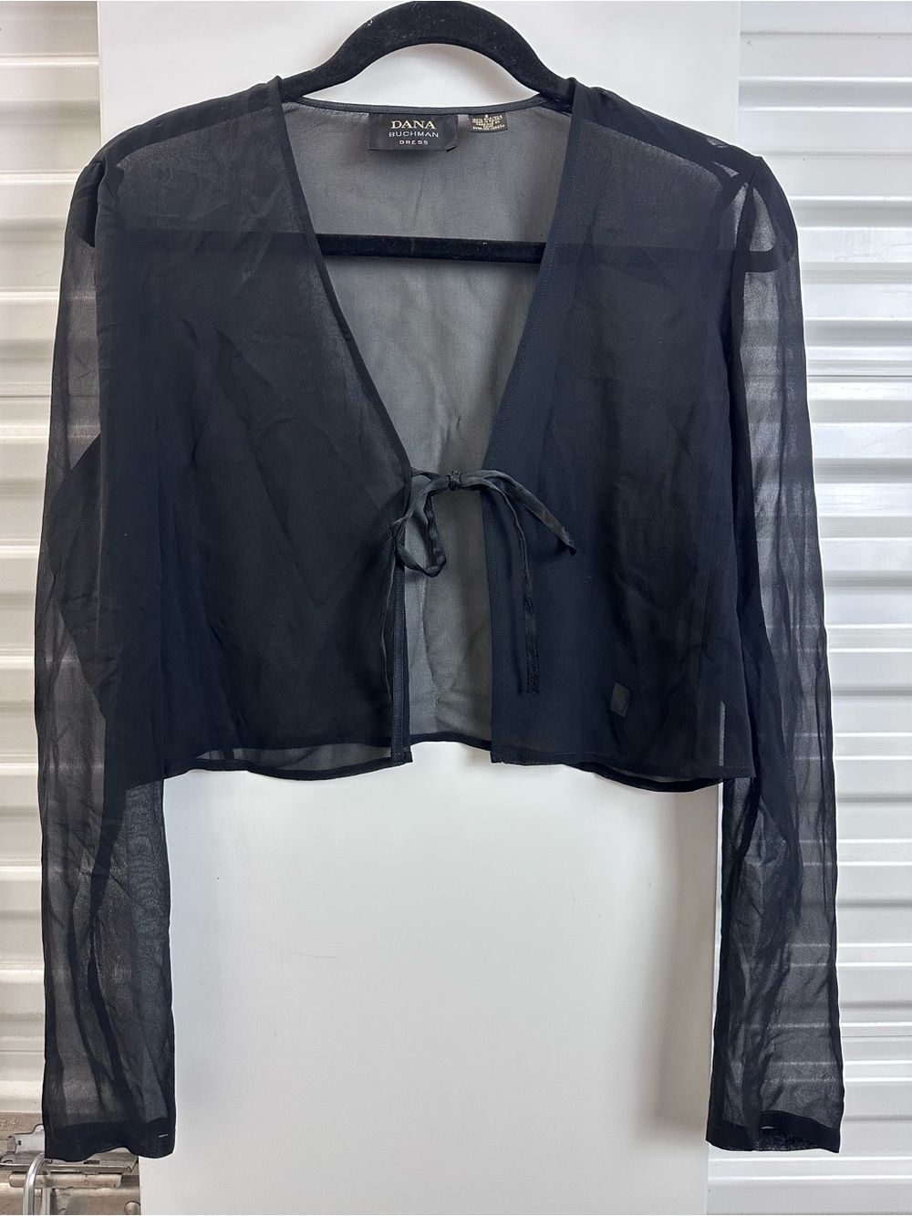 DANA BUCHMAN black sheer tie front blouse